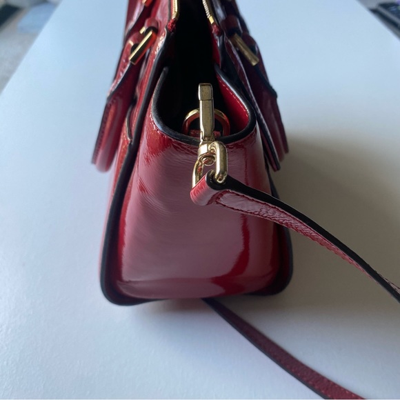 Michael Kors Hudson Red Purse Medium Leather Satchel - Picture 6 of 12